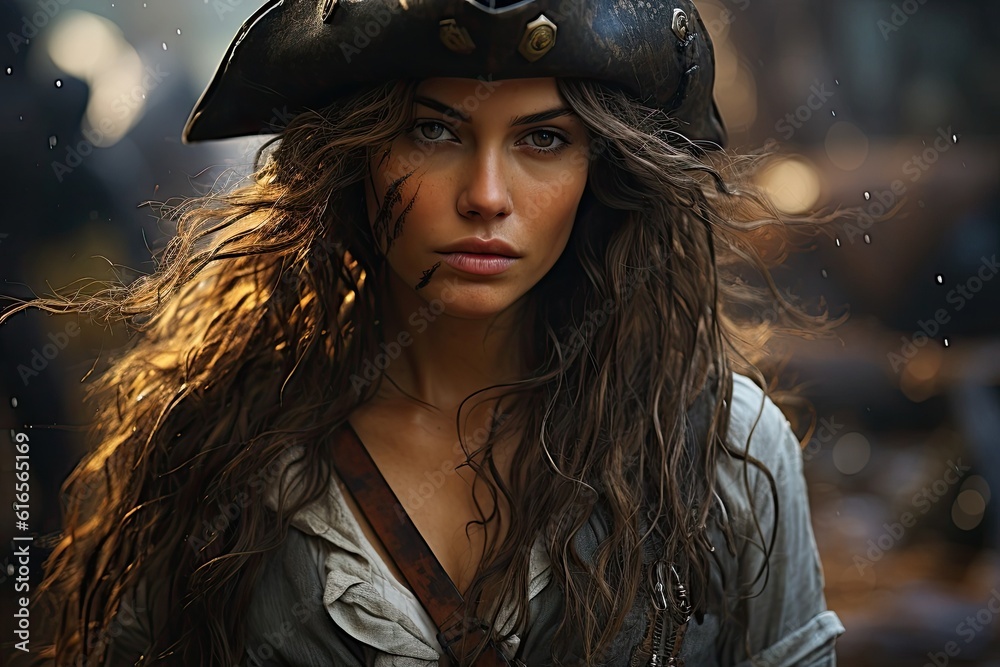 Obraz premium a woman in a pirate garment