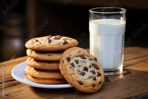 a stack of cookies and a glass of milk