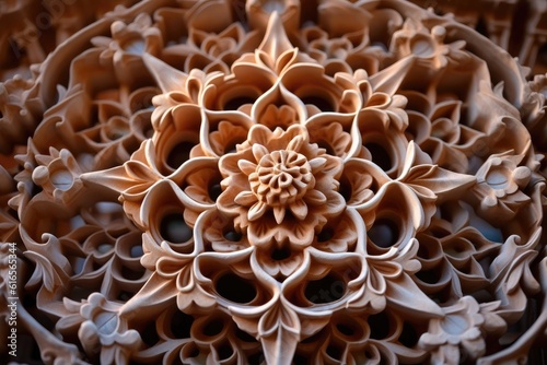a close up of a carved flower