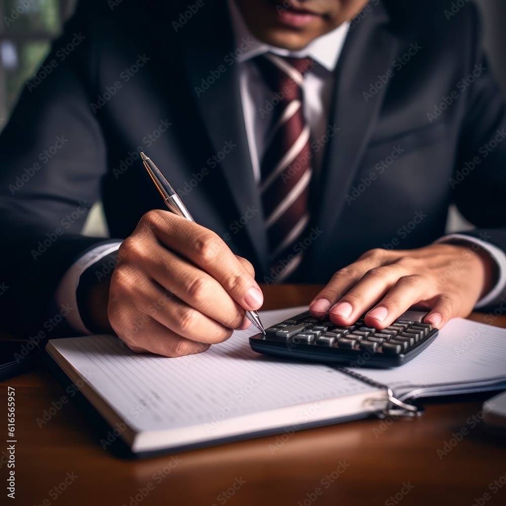 hand holding pen with writing on notebook in office closeup hand holding pen with writing on notebook in office closeup