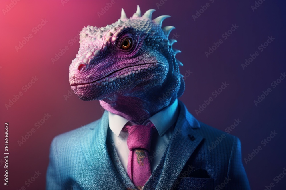 Anthropomorphic dragon dressed in a suit like a businessman. Business Concept. AI generated, human enhanced. Anthropomorphic dragon dressed in a suit like a businessman. Business Concept. AI generated, human enhanced.