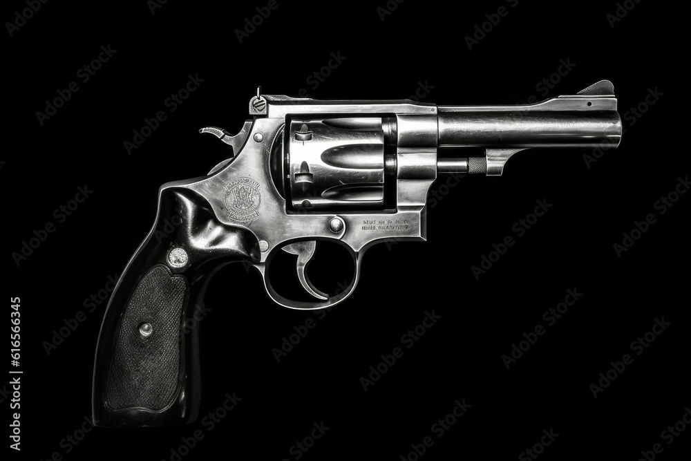 Revolver. Self defense weapon concept. Background with selective focus. AI generated, human enhanced
