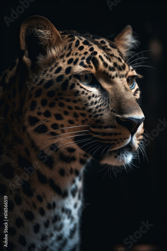 Portrait of Leopard Dramatic and Cinematic Lighting Photography, Generative AI © Giantdesign