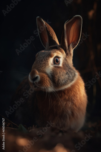 Portrait of Rabbit Dramatic and Cinematic Lighting Photography  Generative AI