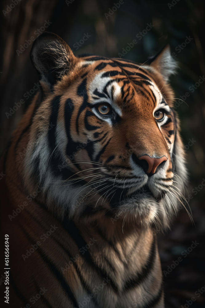 Portrait of Tiger Dramatic and Cinematic Lighting Photography, Generative AI