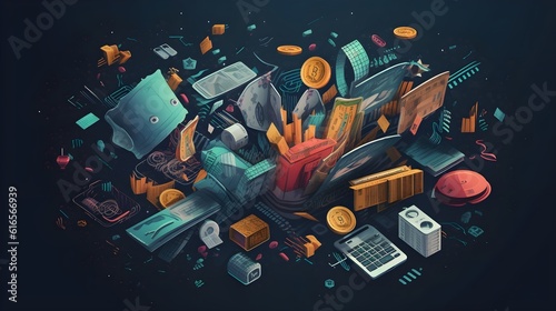 Empowering Financial Success: Money Bags, Credit Cards, and Financial Reports