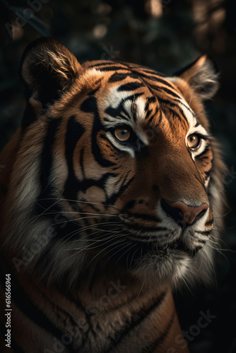 Portrait of Tiger Dramatic and Cinematic Lighting Photography, Generative AI