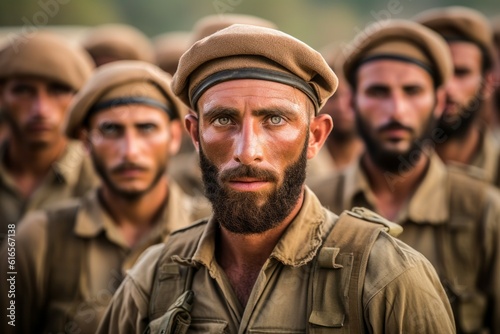 Portrait of a soldier from the Middle East with selective focus. AI generated, human enhanced © top images