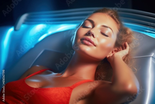 Woman resting after spa treatments. AI generated, human enhanced