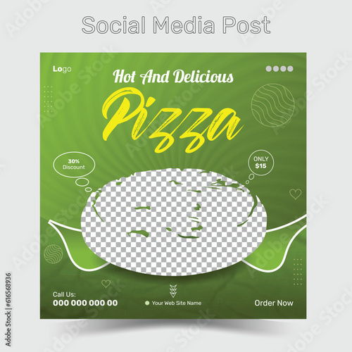  Social Media pizza post design , Vector template design.  photo