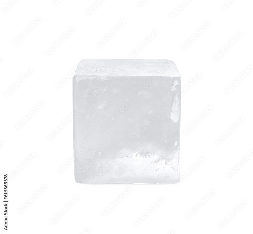 One clear ice cube isolated on white One clear ice cube isolated on white