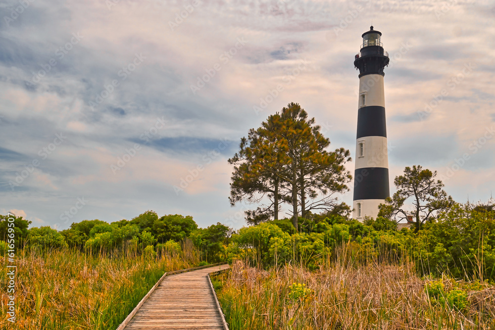 A beautiful landscape in HDR of The Bodie Island Lighthouse in North Carolina USA.