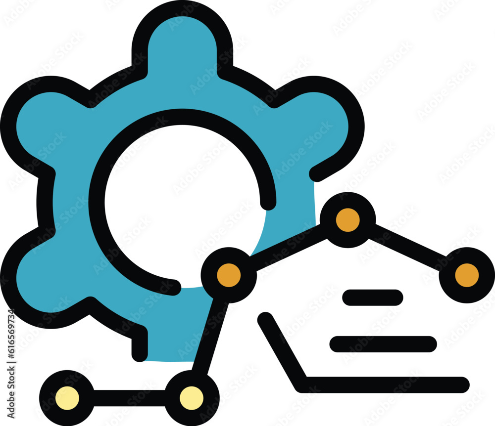Gear management graph icon outline vector. Online business. Work project color flat Gear management graph icon outline vector. Online business. Work project color flat