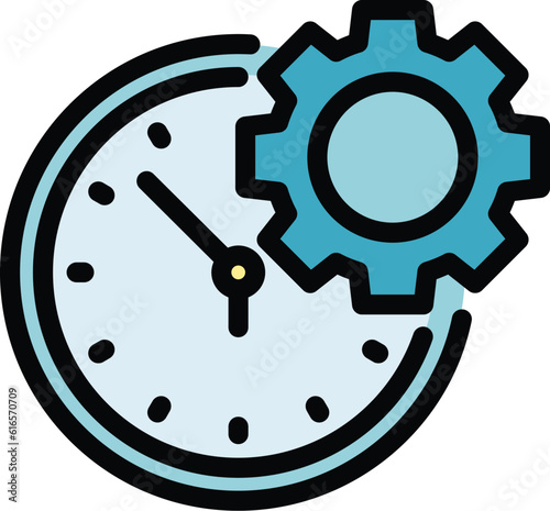Time management icon outline vector. Business online. Work project color flat