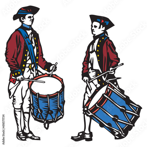 drummers in the American revolution vector illustration	