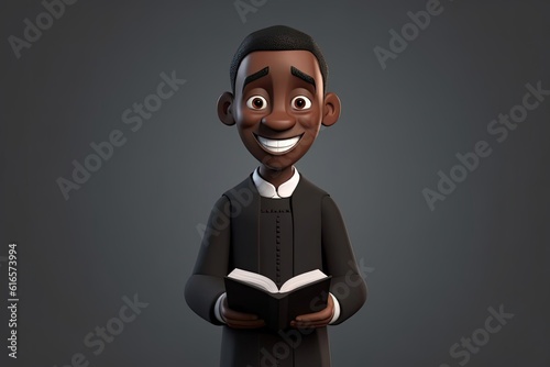 Black Male Priest Good Looking Background With Copyspace Generative AI photo