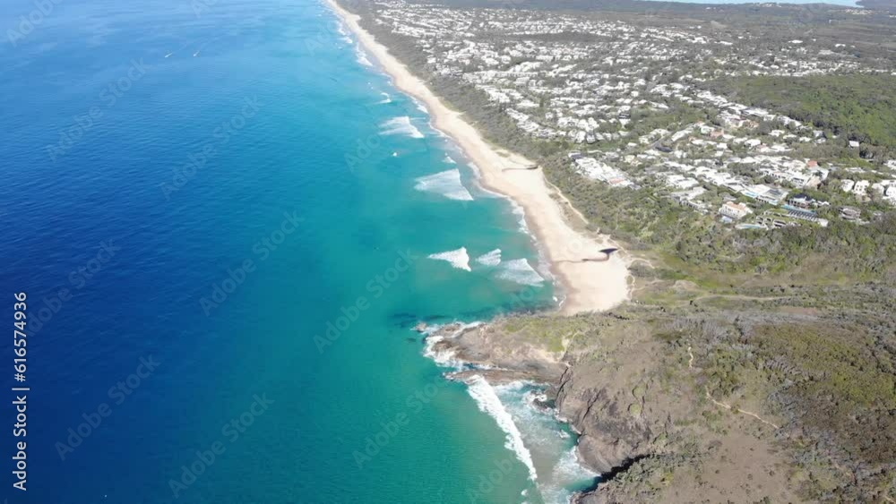 aerial (drone) panorama of beautiful coast of noosa national park; unique sandy beaches, cliffs and little bays with turquoise water near sunshine coast in south east queensland, australia aerial (drone) panorama of beautiful coast of noosa national park; unique sandy beaches, cliffs and little bays with turquoise water near sunshine coast in south east queensland, australia