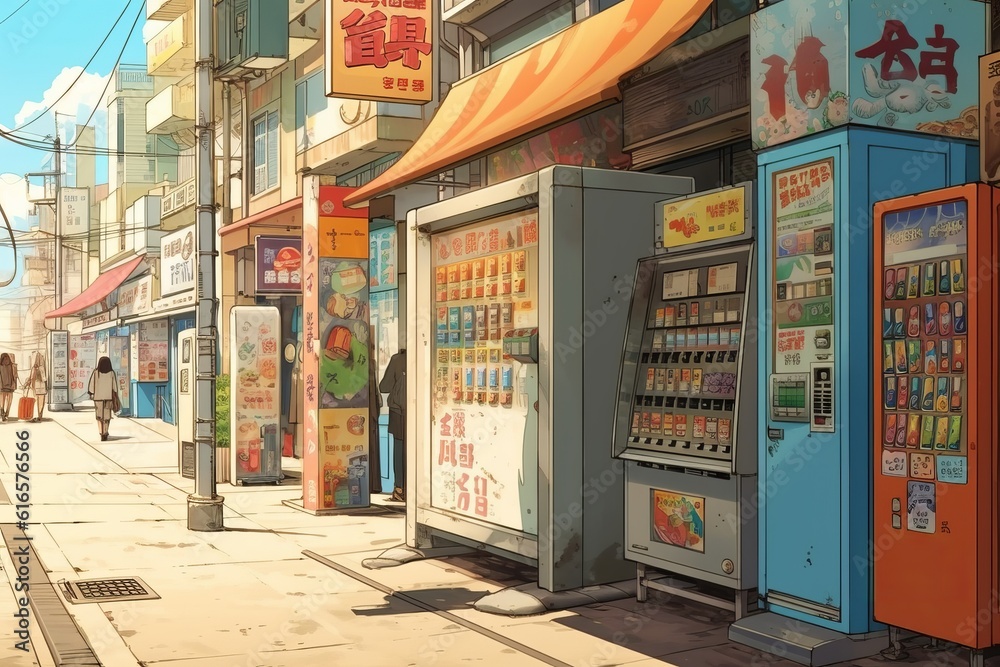 Fototapeta premium 自動販売機の光景,Generative AI AI画像