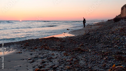 Person on Beach with Sunset #5. Encinitas California