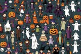 Halloween element icon set made with Generative AI