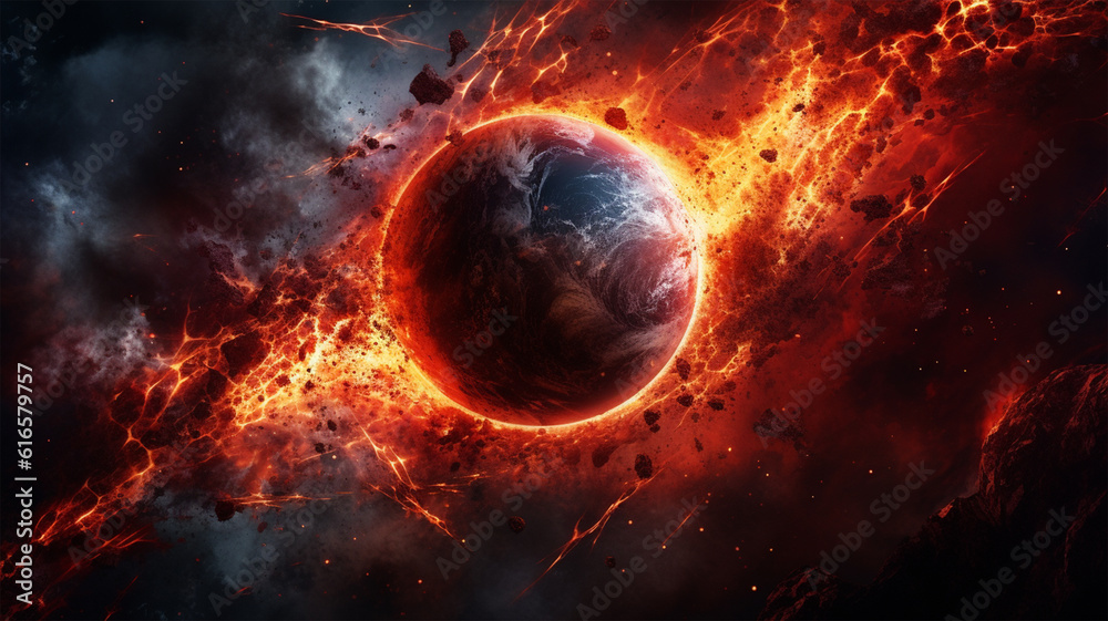 Planet Destruction Painting Illustration Background, Genertaive AI Planet Destruction Painting Illustration Background, Genertaive AI