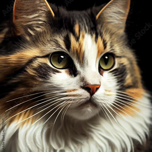Portrait of a domestic cat  close-up. Generative AI