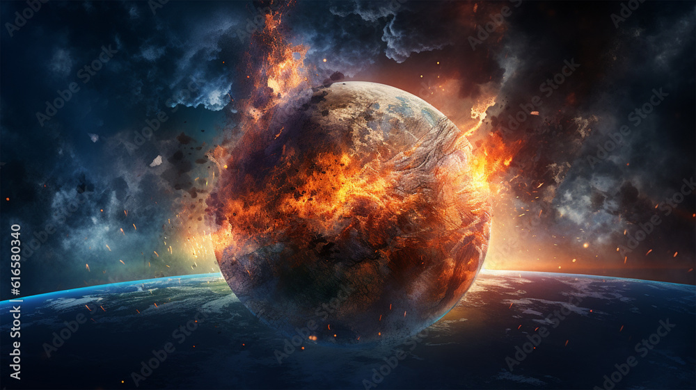Planet Destruction Painting Illustration Background, Genertaive AI Planet Destruction Painting Illustration Background, Genertaive AI