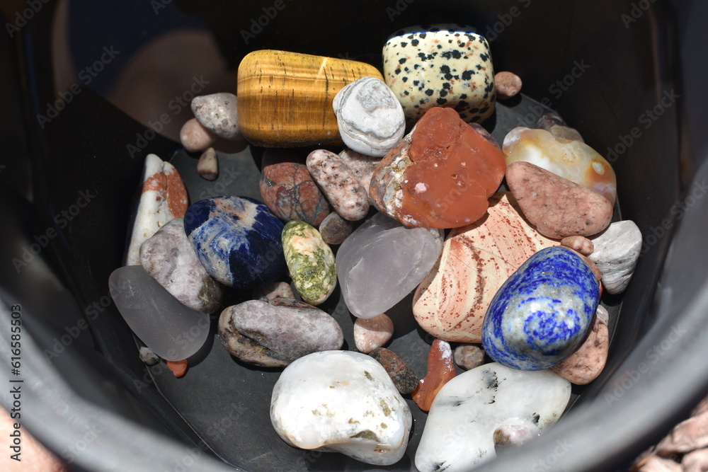 Rock Tumbler Barrel Full of Assorted Polished Stones 