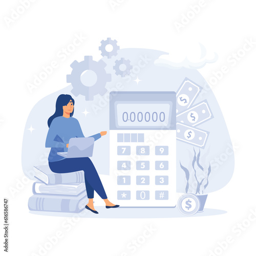 Budget bookkeeping. calculating invoices and other financial records. Finance management concept. flat vector modern illustration
