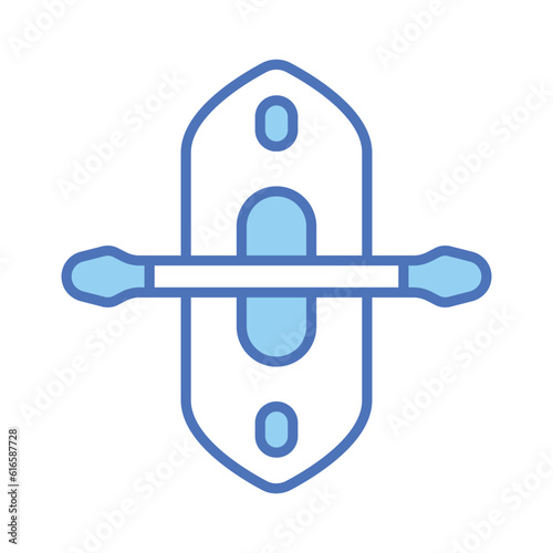 Boat with paddle denoting concept icon of kayak in modern style, ready to use vector