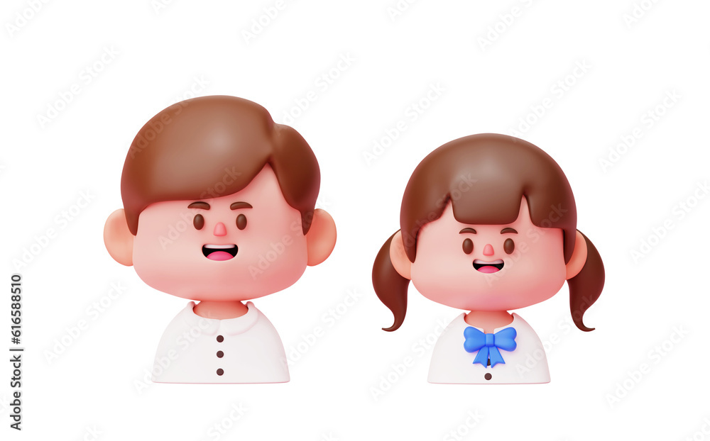 Kid student character boy and girl education children school element 3d cartoon background illustration Kid student character boy and girl education children school element 3d cartoon background illustration
