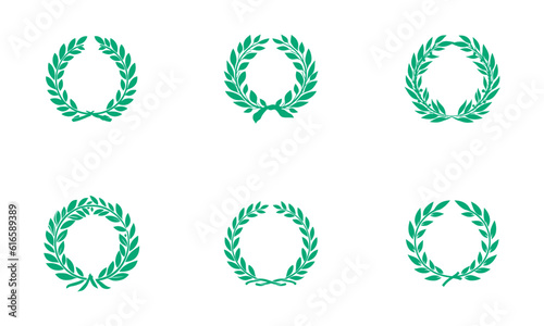 Set of laurel wreath logo template vector icon illustration design