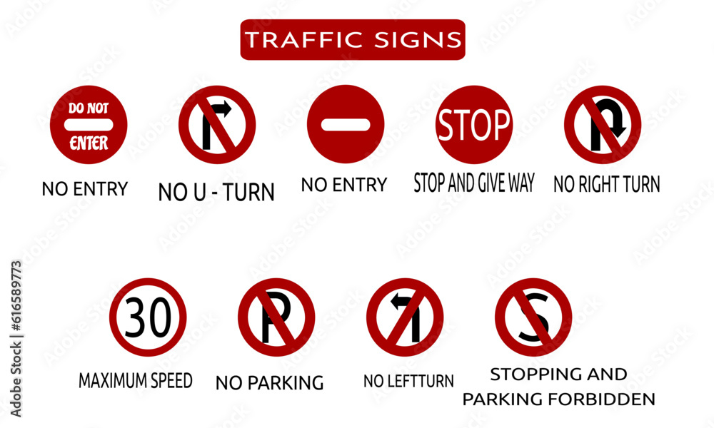 vector grapich illustration of traffic signs. set of traffic signs.