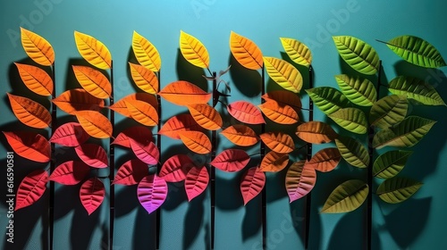 vertical neon colorful leaves background 
