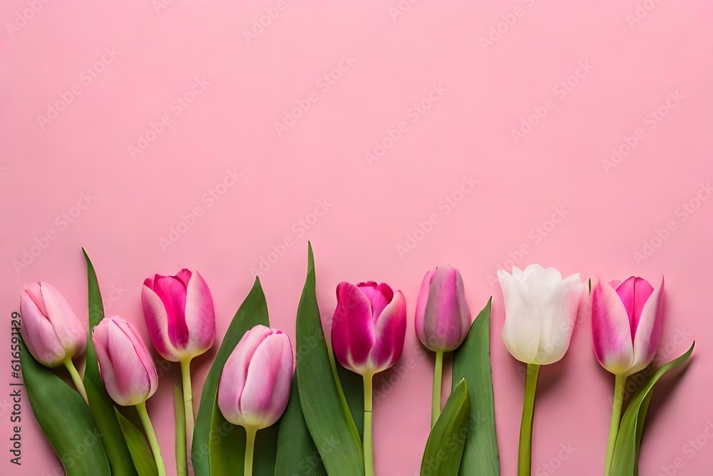 flowers on pink background generativeAI