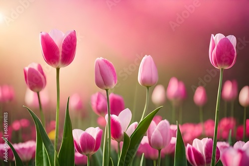 flowers on pink background generativeAI