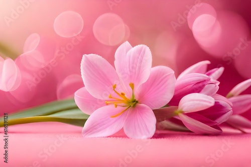 flowers on pink background generativeAI