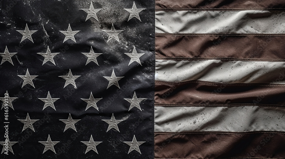 An Overhead View Of American Flag On Dark Concrete Background. Generative Ai An Overhead View Of American Flag On Dark Concrete Background. Generative Ai
