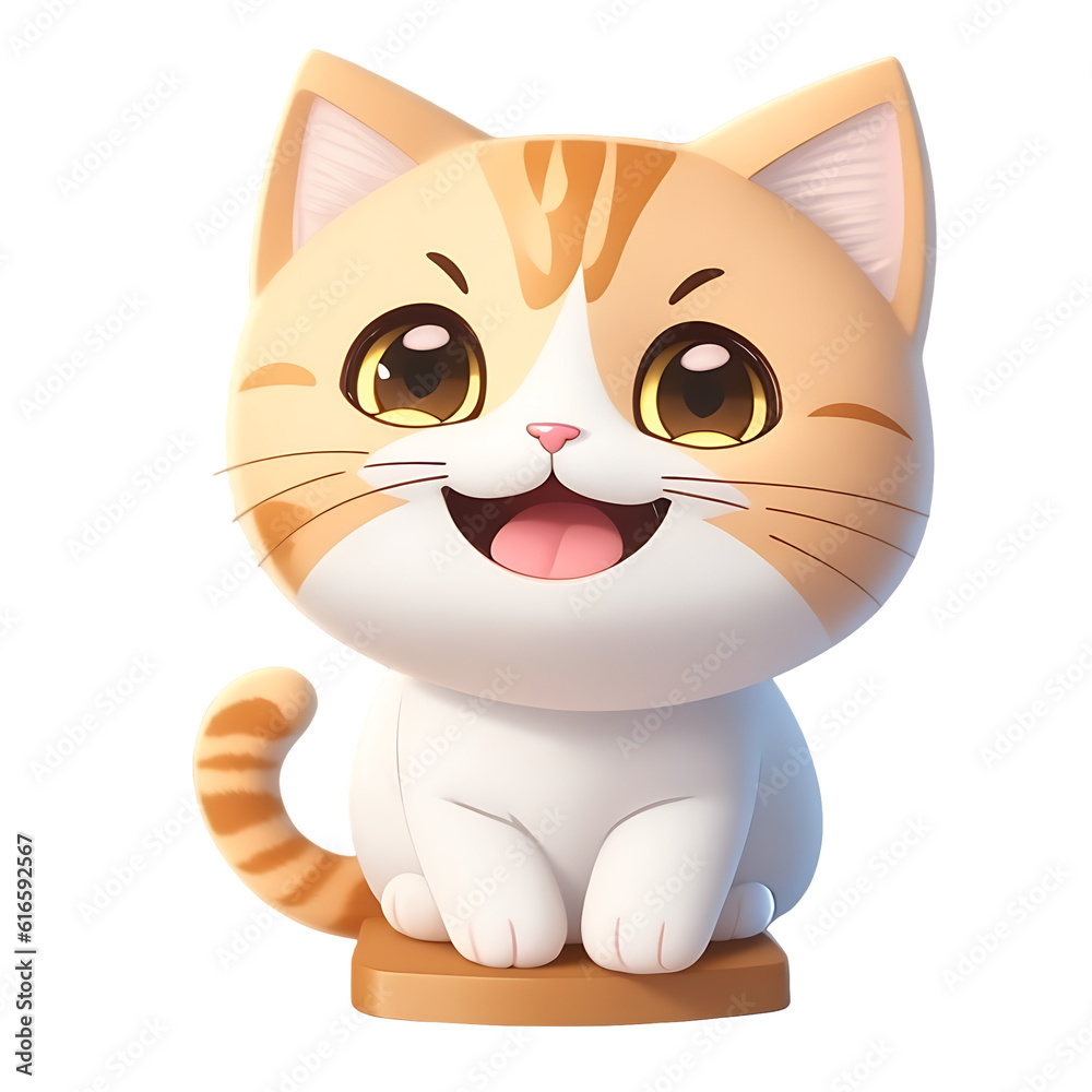 Orange cats have smiling faces, tiny, Cute kittens, and transparent backgrounds, Chibi style.