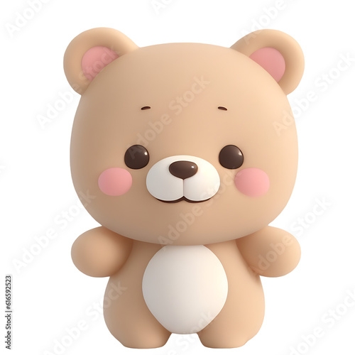 Cute BEAR  tiny  little  3d illustration. and transparent background.