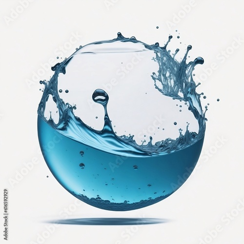 water splash isolated on white, water liquid splash in sphere shape isolated on white background, 3d illustration.