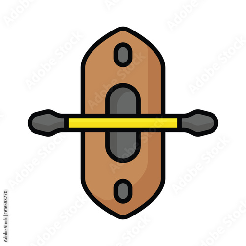 Boat with paddle denoting concept icon of kayak in modern style, ready to use vector