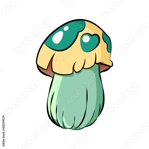 Cartoon Mushroom. poisonous mushroom. Vector illustration isolated on white background.