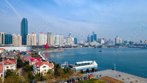 Modern Urban Architecture Skyline in Qingdao, China..