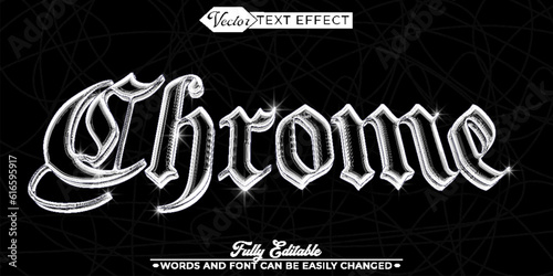 Medieval Font Shiny Chrome Vector Editable Text Effect Template