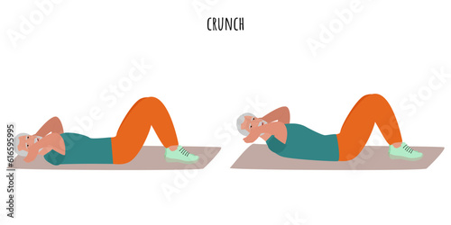 Senior athletic man doing crunch exercise workout