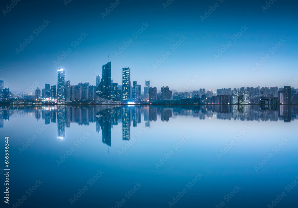 Aerial photography of Hefei city scenery at night