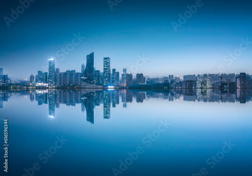 Aerial photography of Hefei city scenery at night