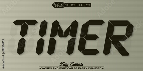 Digital Clock Timer Vector Editable Text Effect Template