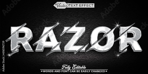 Silver Sharp Razor Vector Editable Text Effect Template